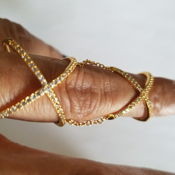 Brand new gold ring,pave crystal stones - Picture 2 of 8